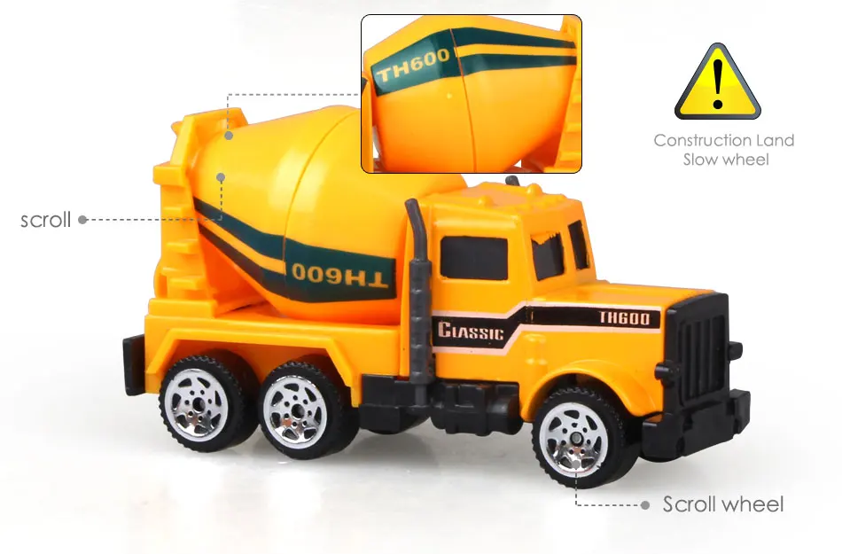 6 Types Mini Alloy Diecast Engineering Toy Car Vehicles Model Forklift Excavator Bulldozer Model Car Birthday Gift for Kids Boys