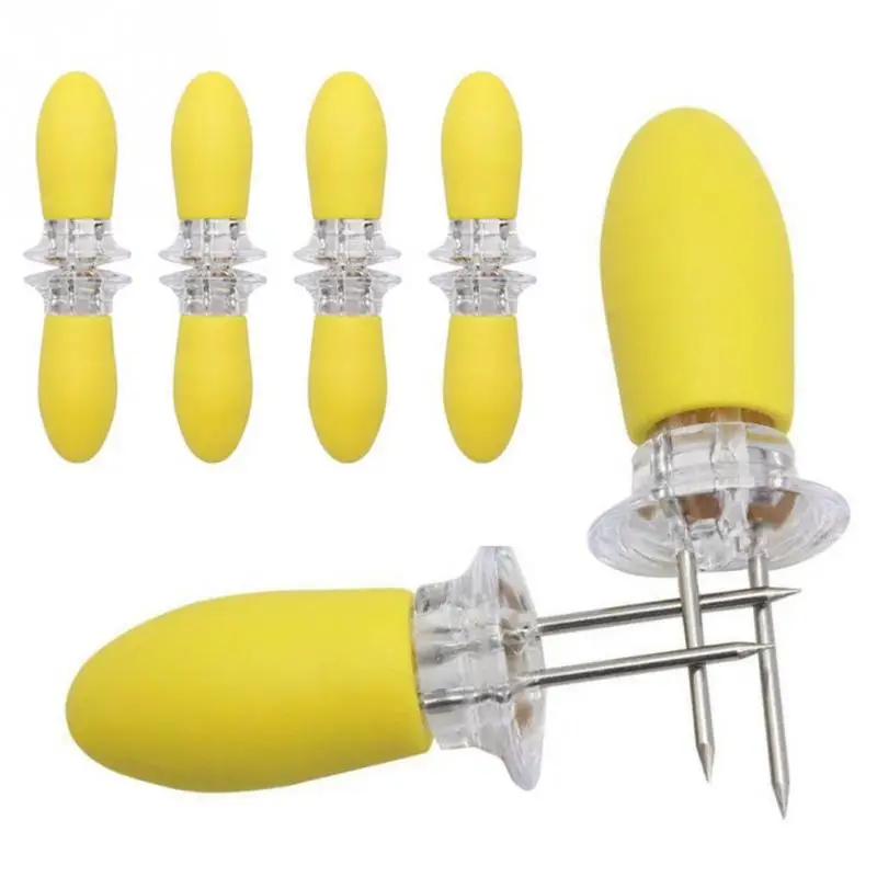 

8 PCS Recyclable Stainless Steel Corn Holders Barbecue Accessories Grill Tools Kitchen BBQ Food Skewers Hot Dog Meat Forks