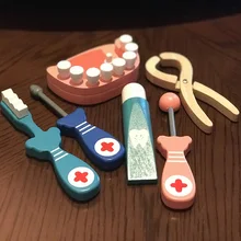 6 шт./компл. маленьких стоматолог деревянные игрушки забавно играть в реальной жизни Косплэй доктор игры игрушки Раннее Образование Подарки для детей