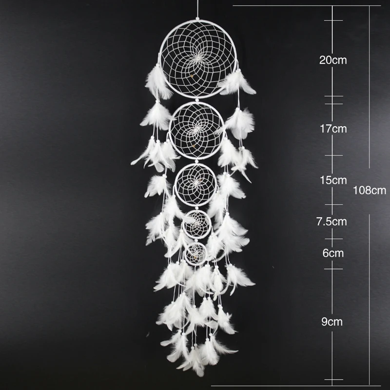 5 círculos 108X25 CM gran atrapasueños colgante de pared ornamento Puro Blanco boda fiesta decoración Dream Catchers regalo de cumpleaños 5 círculos 108X25 CM gran atrapasueños colgante de pared ornamento Puro Blanco boda fiesta decoración Dream Catchers regalo de cumpleaños