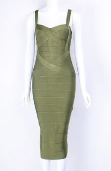 

New Army Green and Wine Red Color HL Bandage Dress Knee Length Sexy Bodycon Dress Club Night Dress