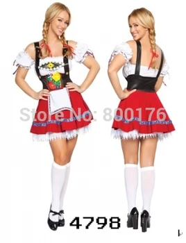 

FREE SHIPPING High Quality red/blue Sexy Adult Halloween Oktoberfest German Beer Girl Fancy Costume size s-2xl