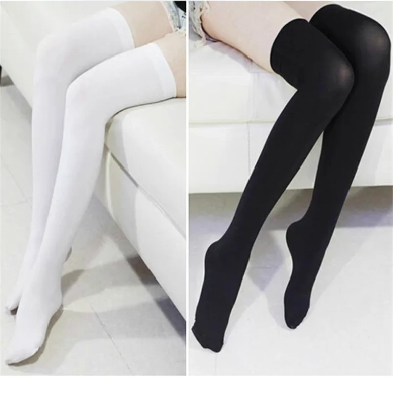 White Women Fashion Long Socks Over Knee High Temptation Stretch Nylon Socks Long Socks Women Solid dropshipping 30AT3 02