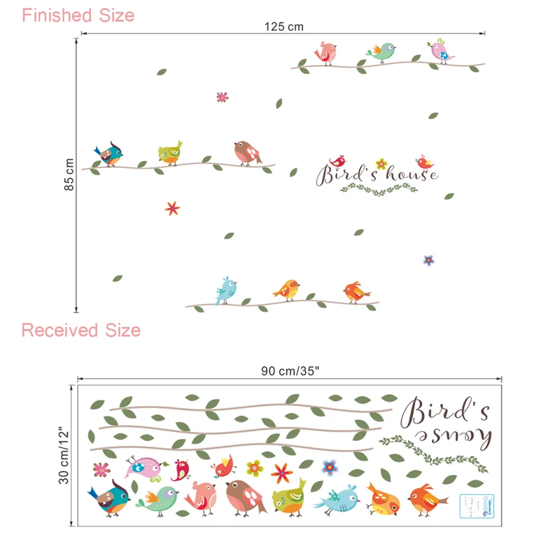 Красочные Птицы ветка 30*90 см настенные наклейки для детской комнаты домашний декор мультфильм наклейки на стену в виде животных ПВХ Фреска Искусство diy плакаты