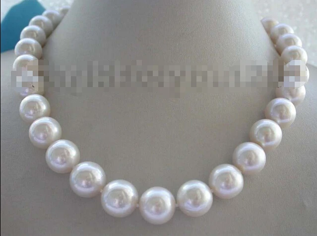

Free shipping >>>>>>17" Genuine Natural 12-14.4mm White Perfect Round Pearl Necklace 14KT #f1581!