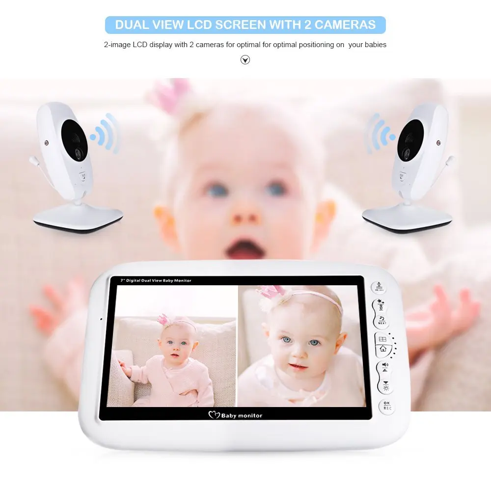 720P babyfoon met camera baba eletronica vigila bebes 7,0 дюймов ЖК ИК ночной Светильник видеодомофон колыбельные температурный монитор