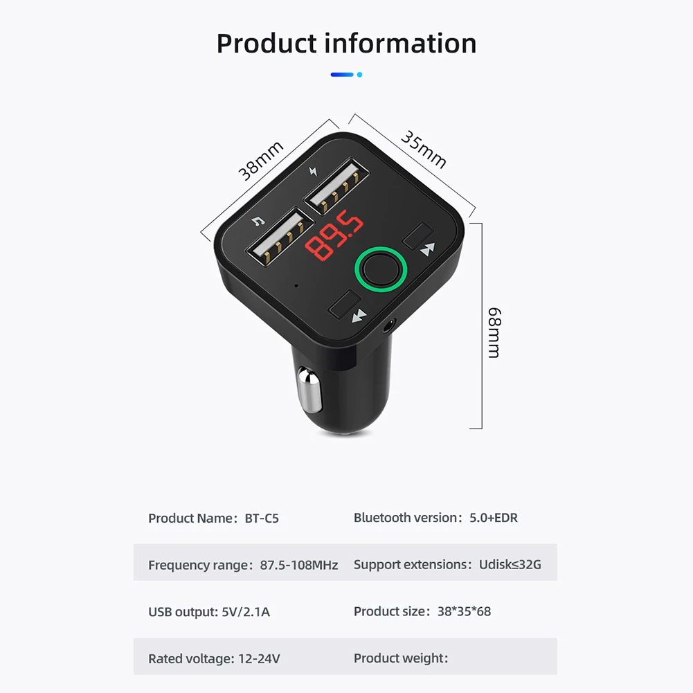 Беспроводной Bluetooth Автомобильный MP3-плеер с двумя портами usb быстрая зарядка автомобильный fm-передатчик автомобильное зарядное устройство универсальное