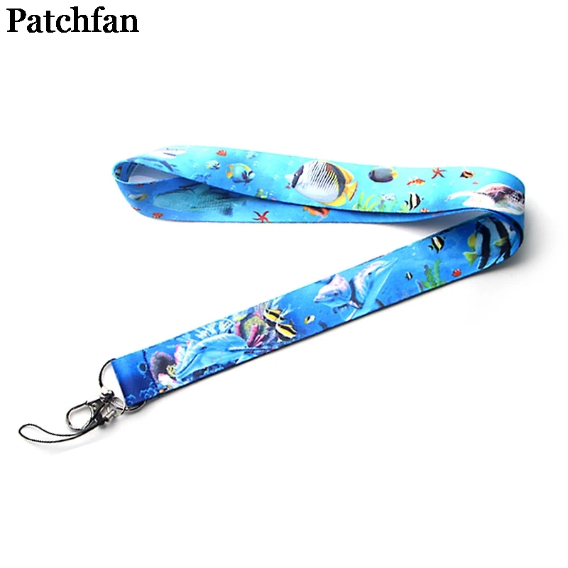 

Patchfan Seaworld ocean vintage art cool men lanyards keys in mobile phone straps necklace card holders webbing ribbons A2130