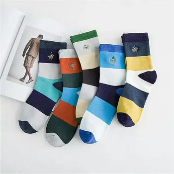 

New Hot-sell men socks cotton 5 pairs/lot autumn-winter colorful breathable socks high quality striped cotton socks