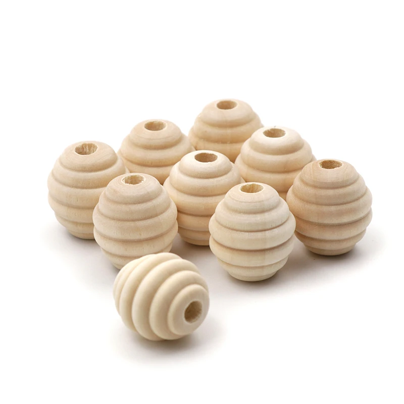 Baby Wooden Teether Food Grade Beehive Wood Beads Infant Kids Teething beads 50 piece | Мать и ребенок