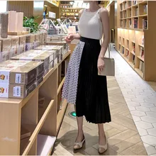 Летние женские повседневные полиэстер шифон асимметрия Высокая талия юбка на молнии Эластичный Высокая талия длинная сетчатая юбка пачка Макси Pleated5.11