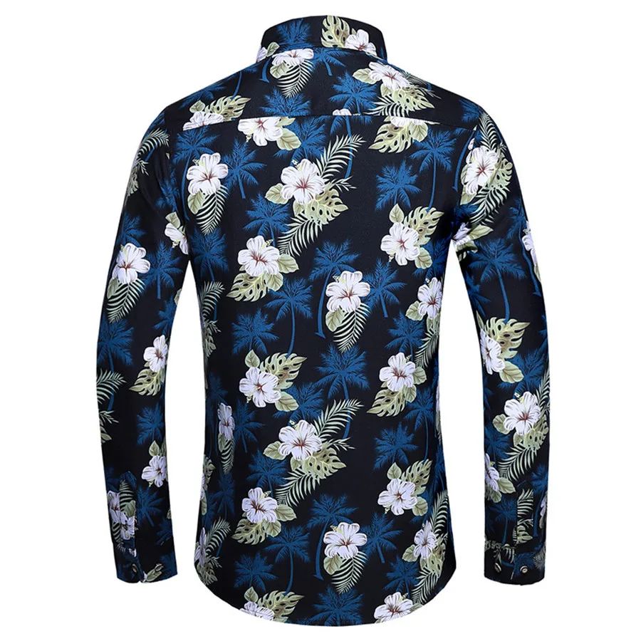 2019 men's casual cycling jersey retro Hawaiian style printed long-sleeved shirt comfortable riding sports shirt 40J15 (13)