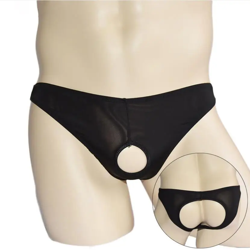 

Hot Sexy Male Ice Silk Fabric Briefs Open Back Kinky Bikini Underwear Under Pants Lingerie Night Club Wear