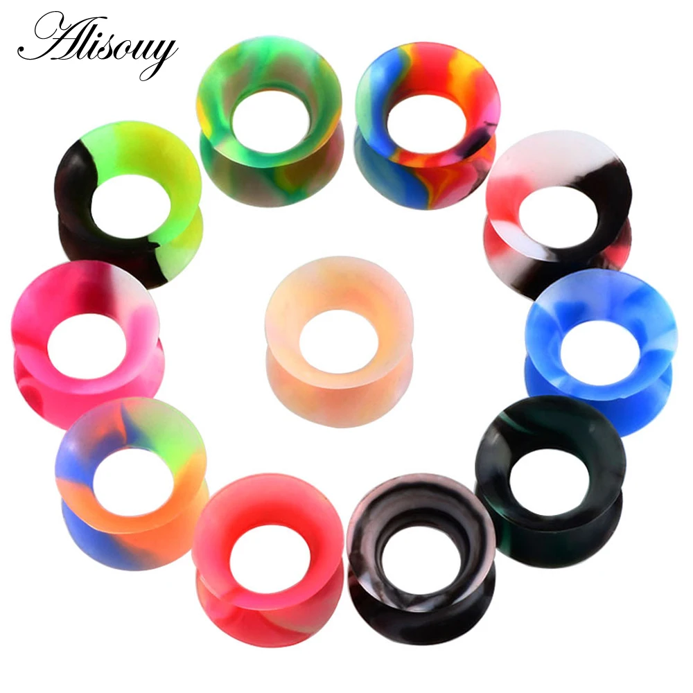 22pcs/lot Silicone Ear Piercings Flexible Ear Plugs and Tunnels Thin Flesh Ear Gauge Ear Expander Earlets Earrings Body Jewelry