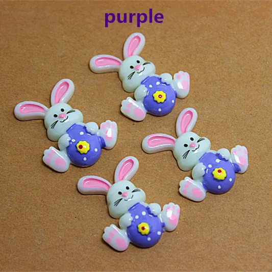 10 шт. 27* мм 31 мм смешанные цвета милый Пасхальный кролик каучуковый кабошон с плоским основанием для DIY Craft Скрапбукинг - Цвет: purple 10pcs