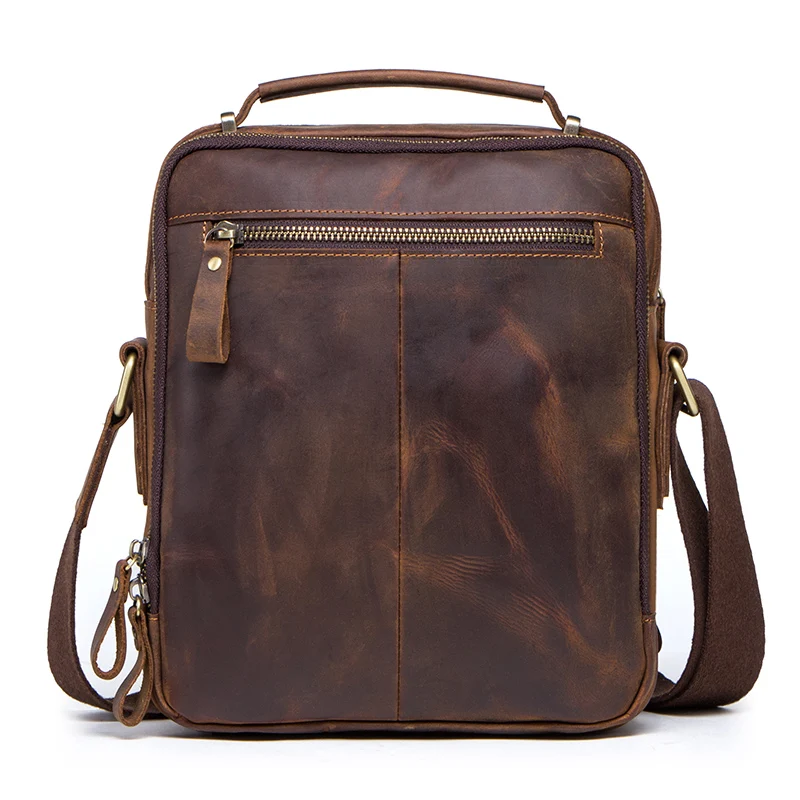 CONTACT'S crazy horse leather men's shoulder bag vintage messenger bags men bolsos male crossbody b