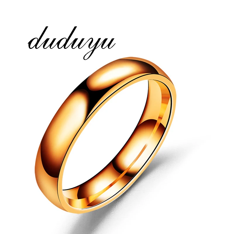 

Titanium Steel Rose Gold Anti-allergy Smooth Simple Wedding Couples Rings Bijouterie for Man or Woman Gift