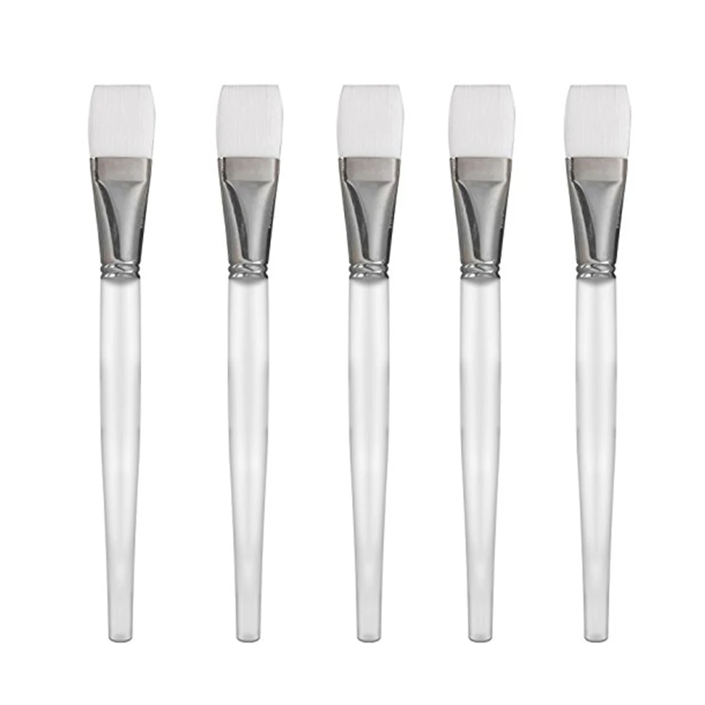 RUIMIO 5pcs Crystal Facial Mask Brush Women Face Treatment Makeup Brush with Plastic Handle Skin