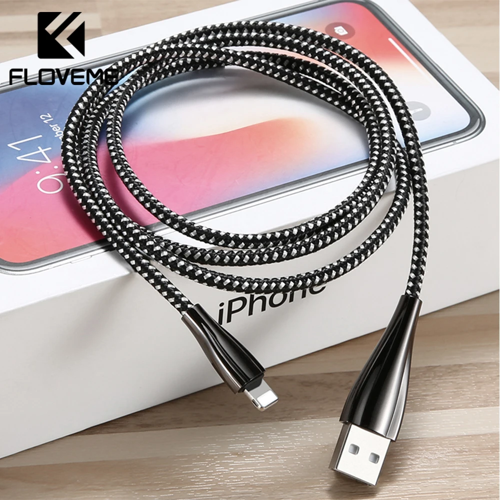 FLOVEME USB кабель для Apple iPhone Быстрая зарядка кабель зарядного устройства для iPad iPhone XS XR 7 Plus цинковый сплав освещение кабель для передачи данных Шнур