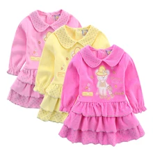 Little Q/Детские платья с длинными рукавами; 3 шт./лот; Детские велюровые майки; Детское Платье До Колена; бальное платье; одежда для вечеринок