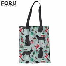 FORUDESIGNS/тряпичным мешком черный лабрадор принт Сумки-холсты для покупателя Для женщин для повторного использования хозяйственная сумка модная сумка Eco Бакалея Bolsa