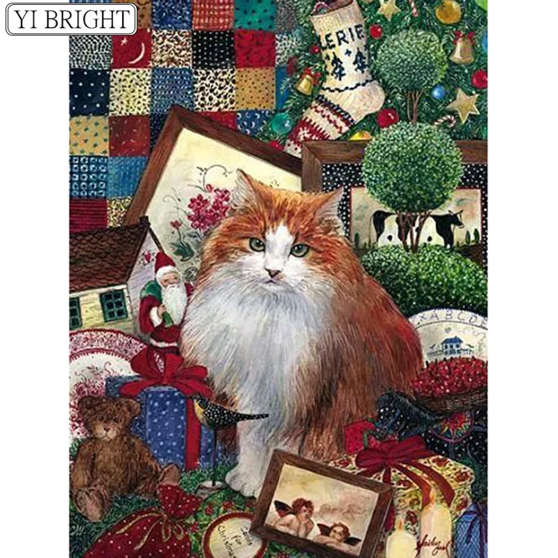 

5D DIY Full Square Diamond Painting Cross Stitch Naughty cat 3D Diamond Embroidery Rhinestone Mosaic Home Decoration