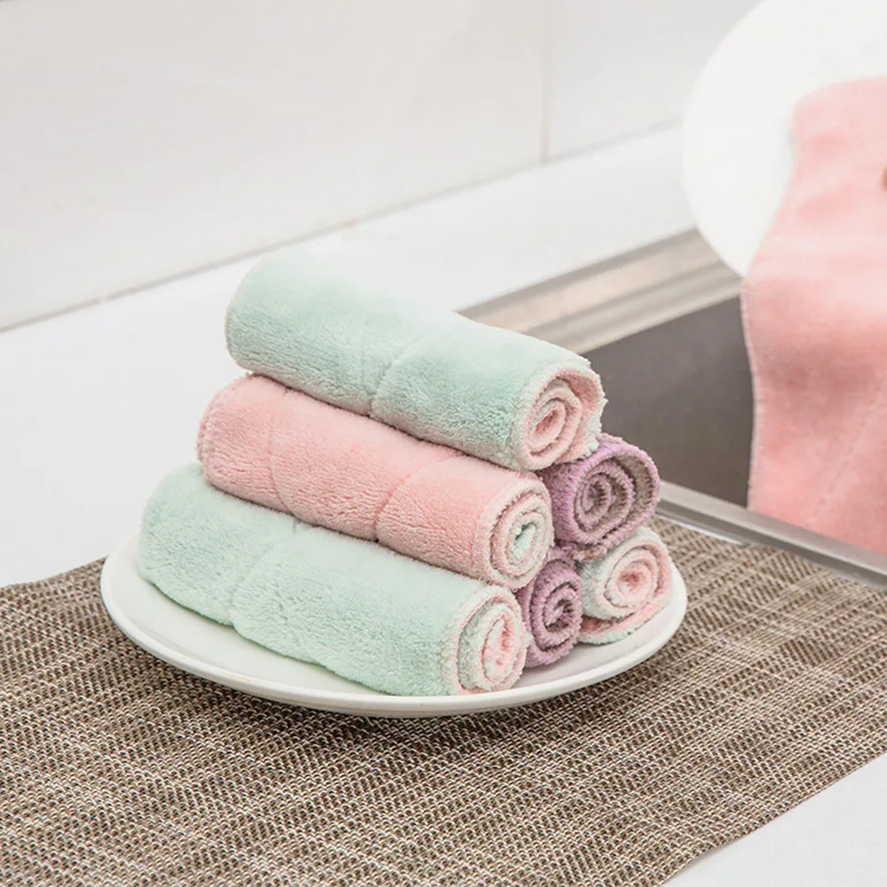 

4 Pcs Kitchen Anti-Grease Wipping Rags Efficient Microfiber Cleaning Cloth Home Washing Dish Multifunctional Cleaning Tools