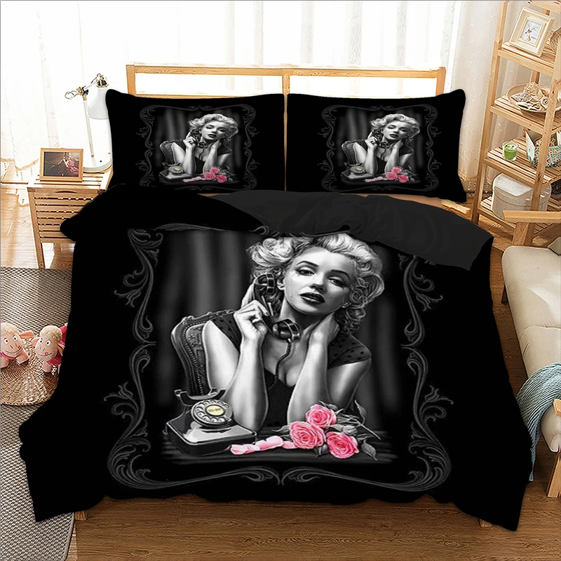 cheap Marilyn Monroe goddess printed Bedding Set Sing Double Queen King sizes Duvet Quilt Cover Holiday gift bed linens set 3 pcs