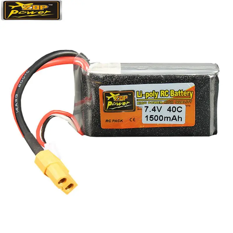 

Rechargeable Lipo ZOP Power 7.4V 1500mAh 40C 2S Lipo Battery XT60 Plug For RC Camera Drone Accessories For RC Model