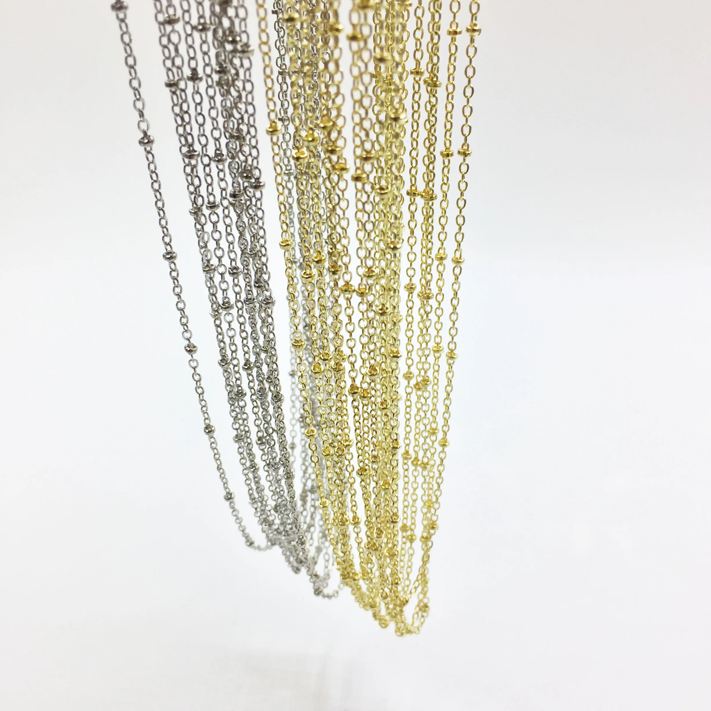 

Eruifa 10pcs 45cm Tiny Dot Chain with 6cm Ext Chain Jewelry Link DIY Finding Necklace,2 Colors nickle free and lead free