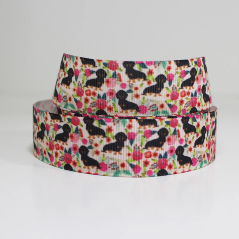 

50yards 7/8" 1" 1.5" 2" 3" 22mm 25mm 38mm 50mm 75mm pink dog printed grosgrain ribbon for headband hair bow hair tie collar