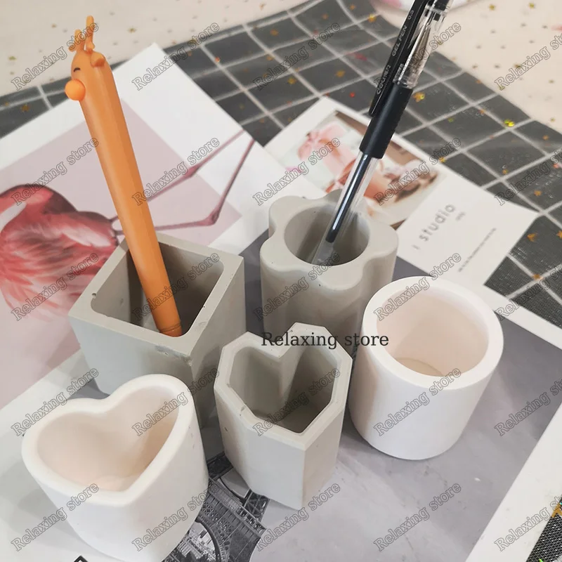Round Mini Pot Concrete Silicone Mold Square Pen Container Candle