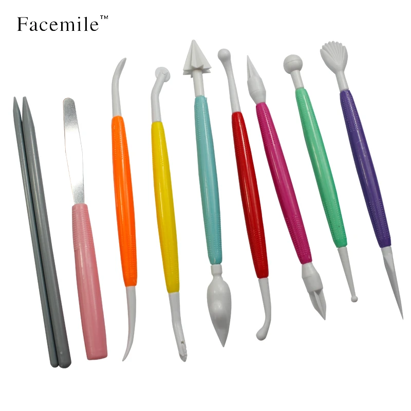 

Facemile 10PCS Fondant Flower Modeling Cake Knife Pen Cutter Baking Sculpture Group Cookie Cutter Decor Mold Pastry Tool