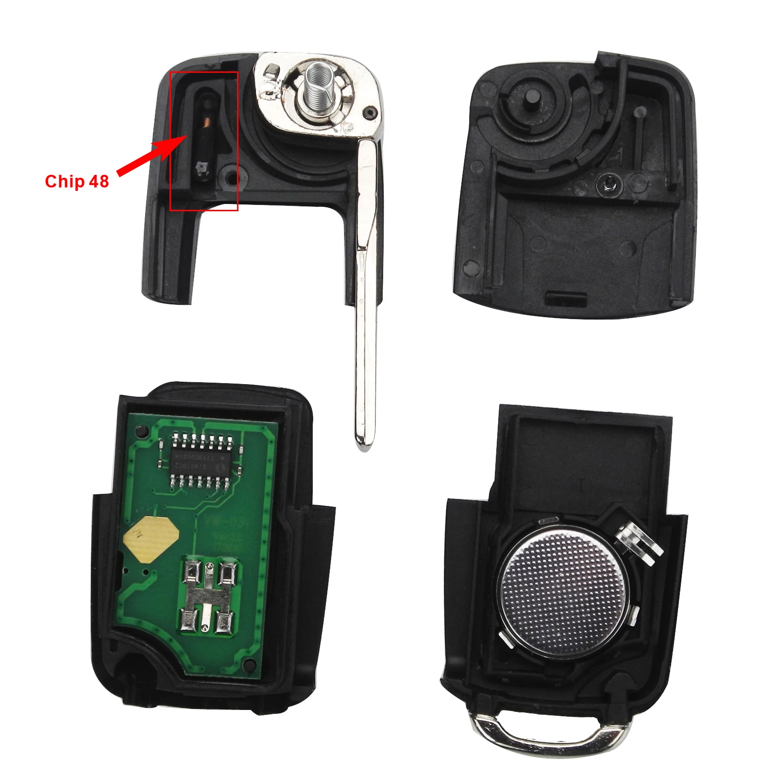 Keyforkess 2BTN Flip Remote Car Key Fob per VW Bora Golf Polo Passat Touran Seat Skoda 434MHz ID48 Chip 1J0959753AG/ 1J0959753CT - HTB1.LGrkDnI8KJjSszgq6A8ApXaJ
