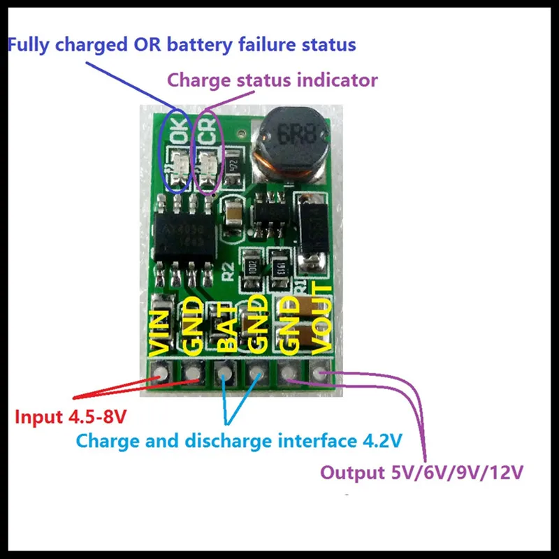3.7V 4.2V Charger & 5V 6V 9V 12V Discharger Board DC DC Converter Boost Modulefor diy UPS mobile 
