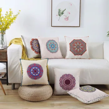 

2018 European Vintage Style Cotton Linen Pillow Case Geometry Design Waist Throw Pillow Cover Use for Bedroom Office 45*45cm
