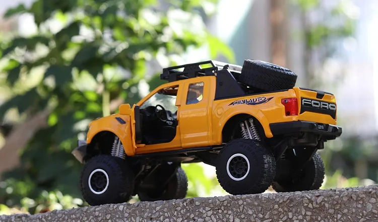 Ford Raptor F150 1/32, модель грузовика, литой под давлением, металлический сплав, светильник, машины для моделирования, игрушки для детей, подарки для детей