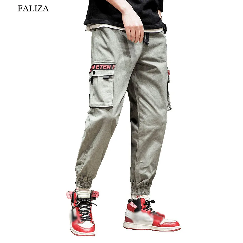 

FALIZA New Autumn Mens Cargo Pants Casual Joggers Men Fashion Tactical Trousers Mens Hip Hop Spring Pockets Pants Overalls PA10