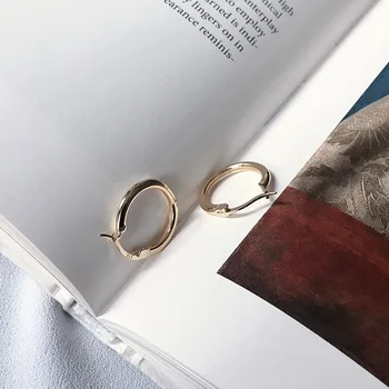 

1pair Women's 100% Authentic 925 Sterling silver Gold White Open Square Circle Geometric hoop Huggie earrings FINE jEWELRY TLE59