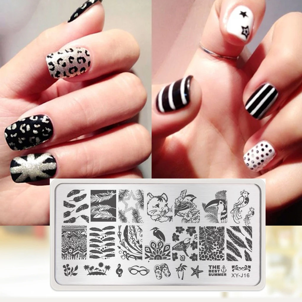 Горячая 16 видов стилей DIY украшения ногтей трафареты для ногтей печать для дизайна ногтей шаблоны пластины для геля лак для ногтей Маникюрные изображения пластины