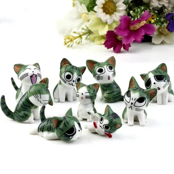 

9pcs/set Modeling Animals Cute Cats Doll Cartoon Anime Figure DIY Creative Cake Decoration Crafts Key Chain Material Figma Gifts