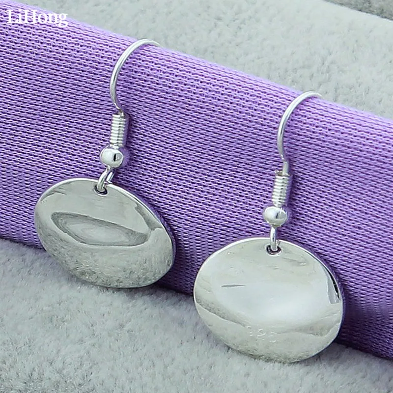 

Simple 925 Silver Jewelry Round Earrings Charm Pendant Silver Pendant Earrings Vintage Ladies Jewelry Earrings