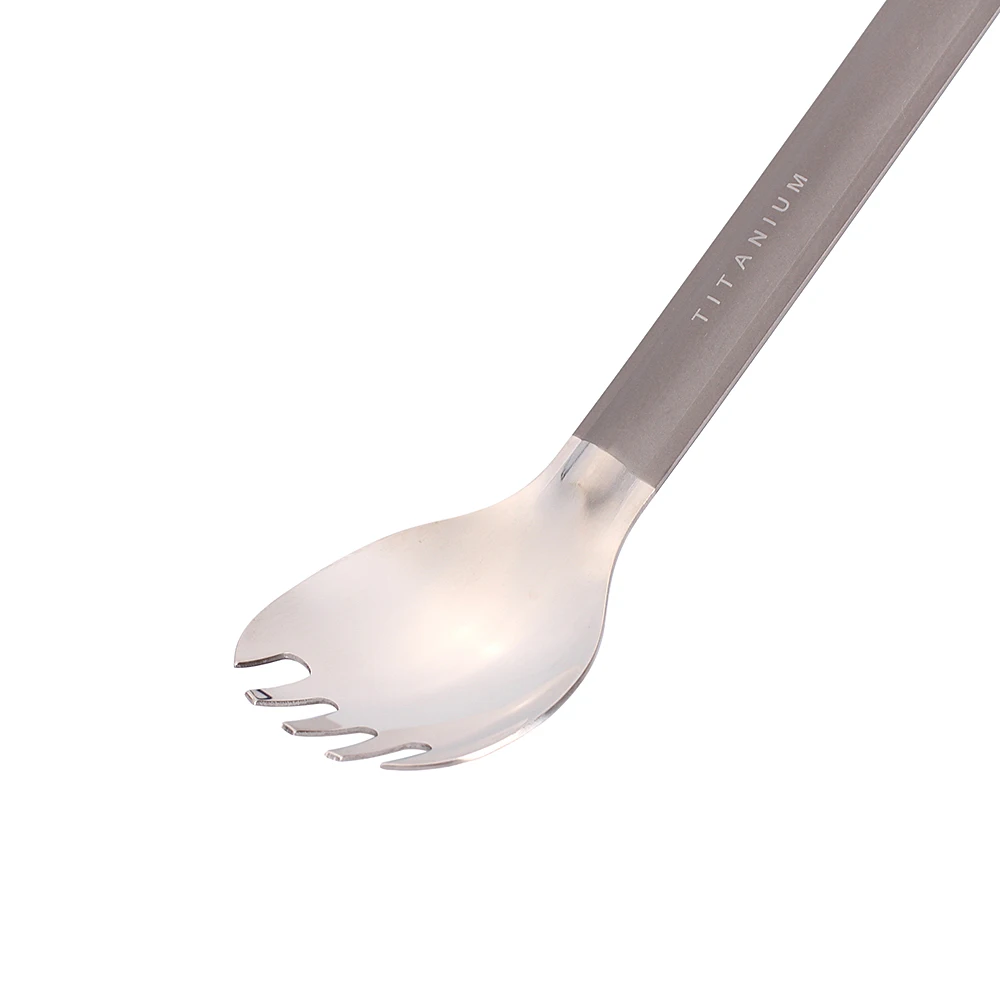 TOAKS Ultralight Titanium Spoon Long Handle Spork with Polished Bowl 215mm 4