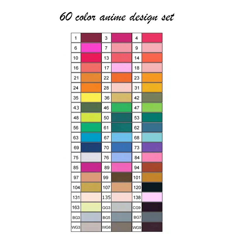 TOUCHNEW белый 30/40/60/80/168 Цвет маркер для рисования набор двойной головой художественный эскиз жирной на спиртовой основе маркеры для анимации Manga - Цвет: 60 color anime