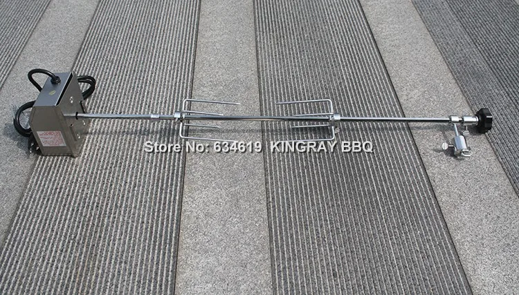 SS304 20kgs Torque Bbq Grill Motor With 1200mm Skewer And Fork 220v Barbecue Motor Bbq Spare Parts Factory Supply
