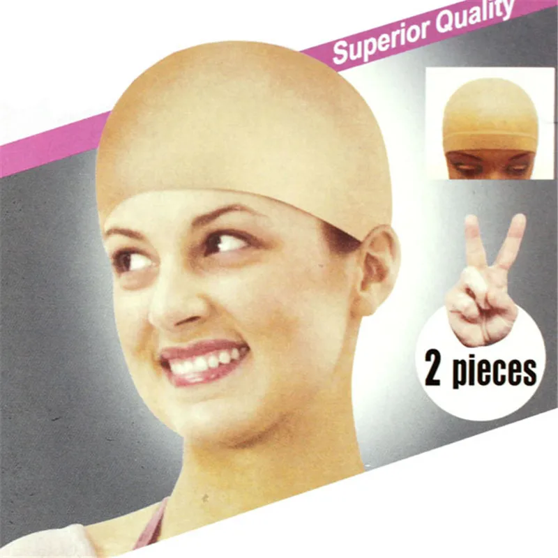 

2pcs Unisex Nylon Bald Wig Hair Cap Stocking Liner Snood Mesh Stretch Nude Beige Use and wash easily Anne Top Selling