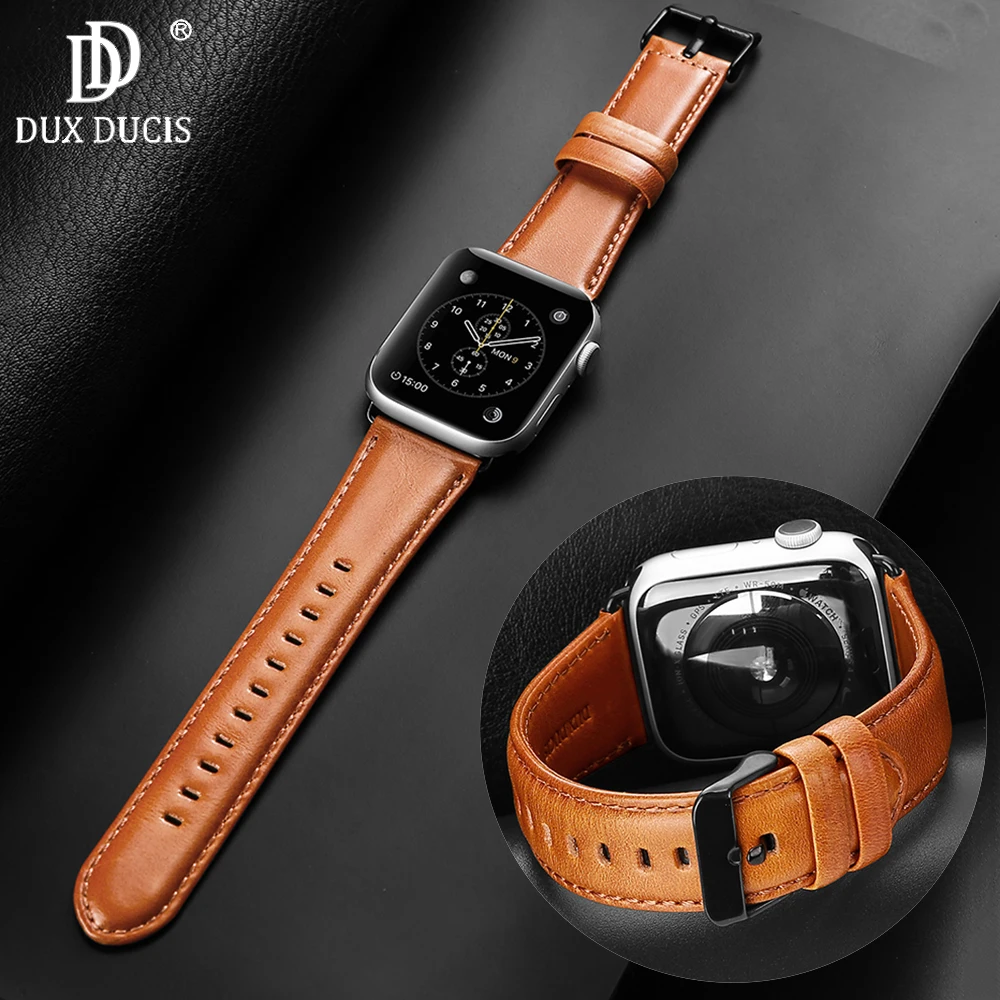 DUX DUCIS ремешок из натуральной кожи для apple watch band 4 42 мм 38 iwatch 44 40 3/2/1 аксессуары