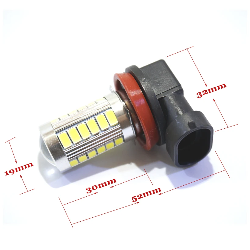Ktscar 2 шт. Противотуманные фары Дневные Фары Светильник s дальнего света светодиодный лампы H11 H8 9005 HB3 9006 HB4 H7 светодиодный светильник лампы 5630SMD 33 светодиодный светильник белый 6500K