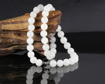 

Hetian White Jade Necklace, Xinjiang, China, 10mm jade beads.