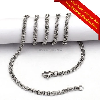 

3.0mm width Titanium 316L Stainless Steel Double Loop Chain, Two Circles style Chain Necklaces